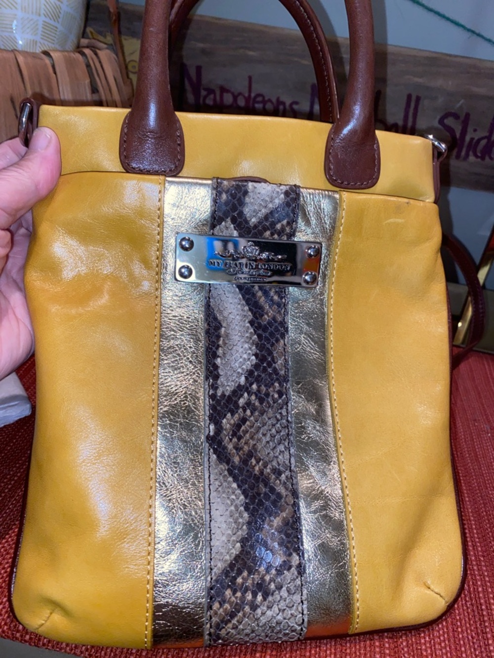 My Flat in London mustard hobo-style bag 
Rare discontinued style number